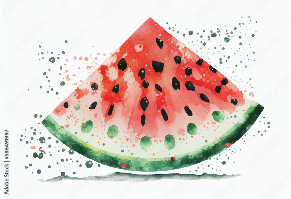 Watermelon watercolor illustration generative AI Watermelon watercolor illustration generative AI