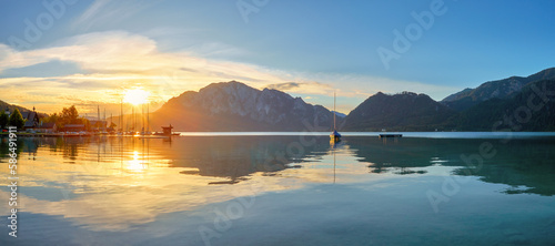 Attersee Panorama Salzkammergut Boot Segelboot, wasser, 