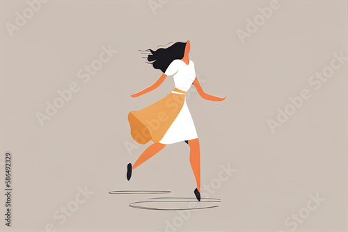 woman dancing flat illustration generative AI
