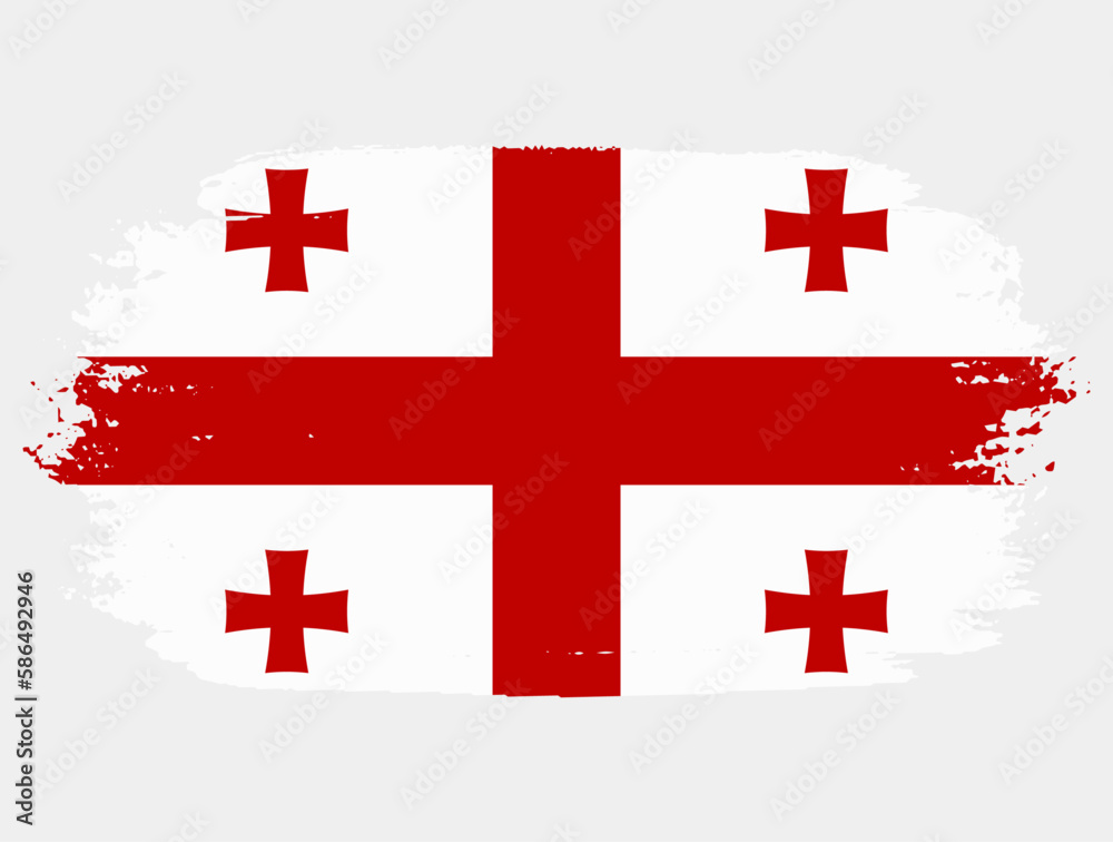 Artistic grunge brush flag of Kingdom of Georgia isolated on white background. Elegant texture of national country flag
