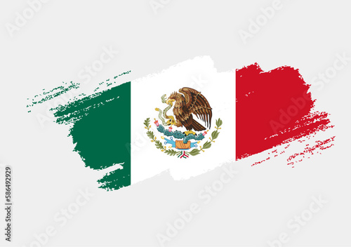 Artistic grunge brush flag of Mexico isolated on white background. Elegant texture of national country flag