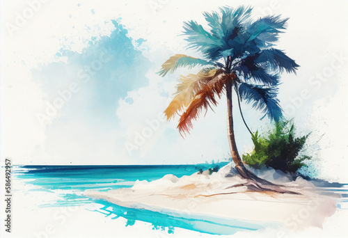 Beautiful tranquil white sand beach generative AI