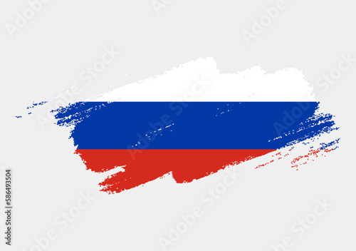 Artistic grunge brush flag of Russia isolated on white background. Elegant texture of national country flag