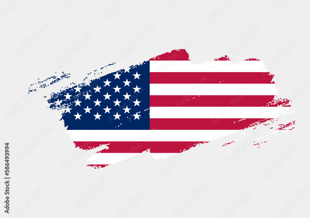 Artistic grunge brush flag of United States isolated on white background. Elegant texture of national country flag Artistic grunge brush flag of United States isolated on white background. Elegant texture of national country flag