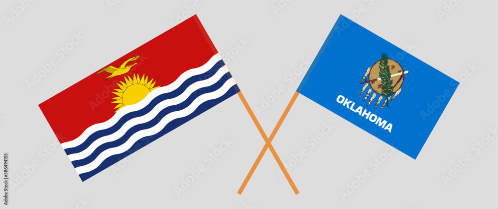 Crossed flags of Kiribati and The State of Oklahoma. Official colors. Correct proportion Crossed flags of Kiribati and The State of Oklahoma. Official colors. Correct proportion