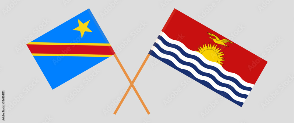 Crossed flags of Democratic Republic of the Congo and Kiribati. Official colors. Correct proportion Crossed flags of Democratic Republic of the Congo and Kiribati. Official colors. Correct proportion