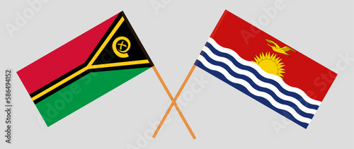 Crossed flags of Vanuatu and Kiribati. Official colors. Correct proportion