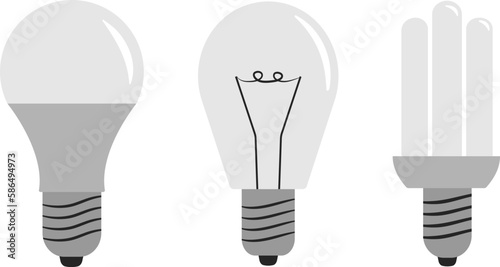 Electric bulb. Lightbulb icon set.