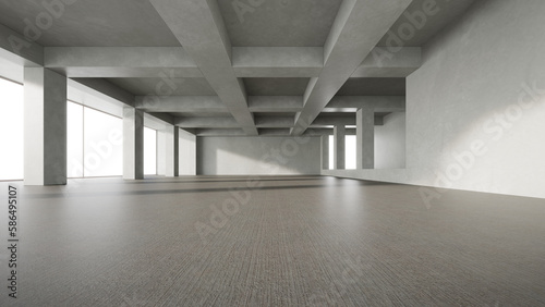 3d render of empty concrete room.