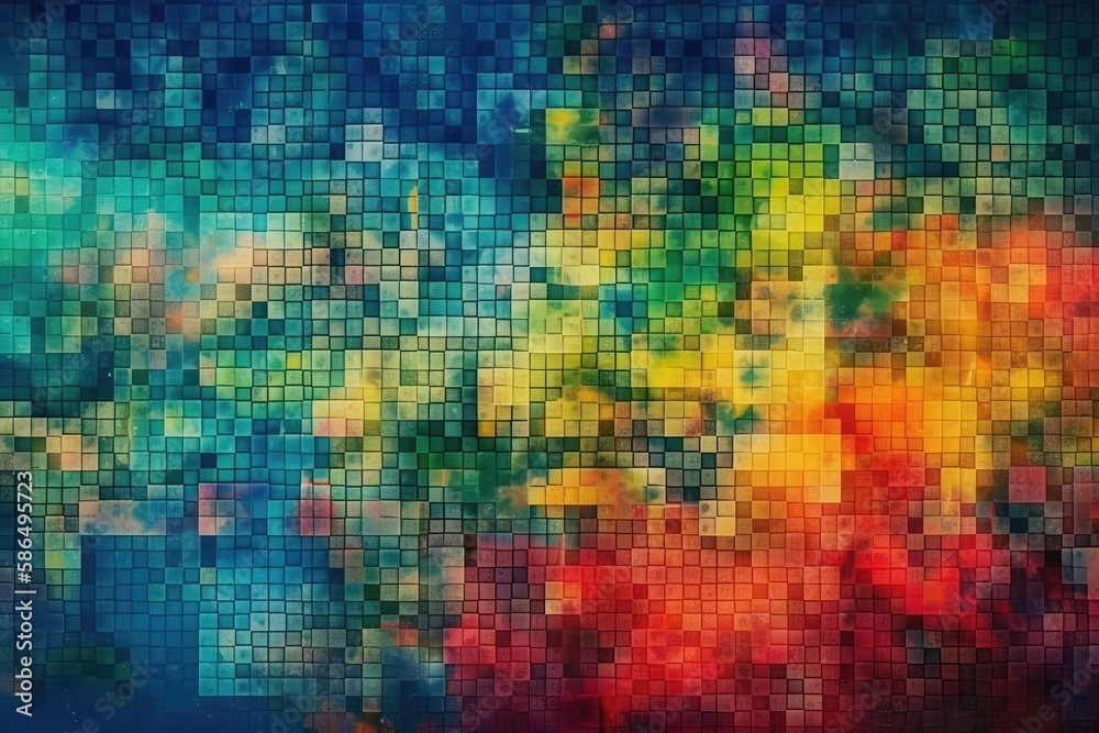 colorful background with squares in various shades and hues. Generative AI