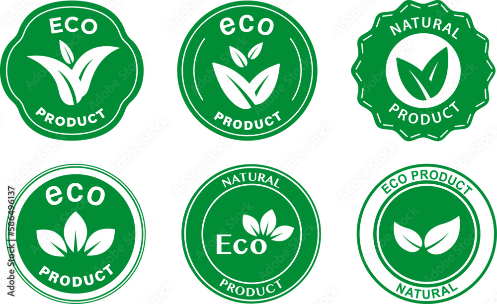 Organic products label. Eco and natural logos icon set. Organic products label. Eco and natural logos icon set.