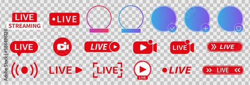 Live stream. Play button. Streaming, live broadcast, television, news, shows.