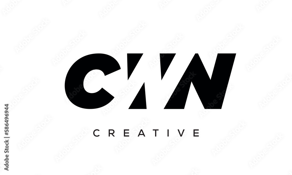 CWN letters negative space logo design. creative typography monogram vector CWN letters negative space logo design. creative typography monogram vector