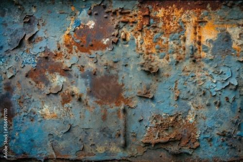 an old rusted metal surface with deep rust textures and patterns. Generative AI