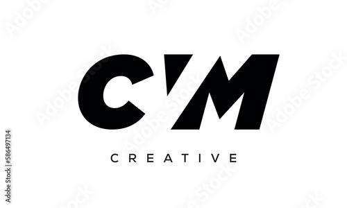 CVM letters negative space logo design. creative typography monogram vector