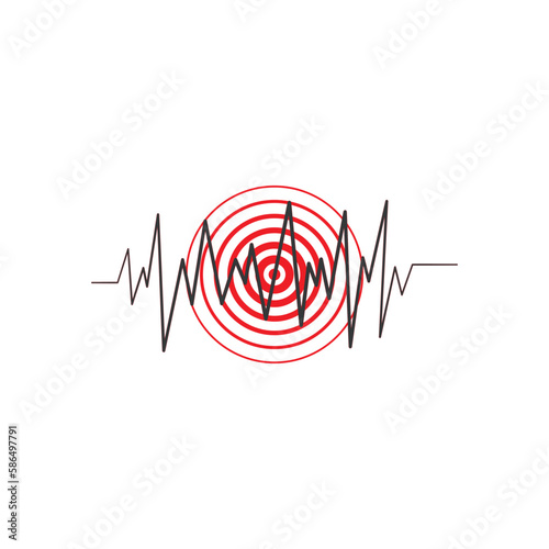Earthquake center icon indicating the earthquake zone. Earthquake icon.