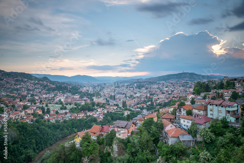 Sarajevo, the capital city of Bosnia and Herzegovina, is located around the Miljacka River in the Sarajevo Valley surrounded by the Dinaric Alps and also known as Jerusalem of Europe