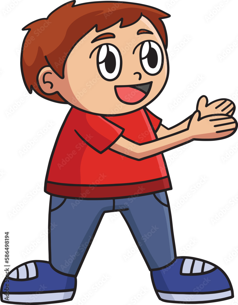 Happy Boy Cartoon Colored Clipart Illustration