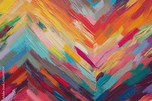 vibrant and colorful chevron pattern painting. Generative AI