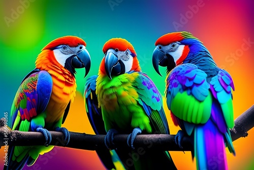  "Five Colored Parrots on a Futuristic Branch". Generative AI. 