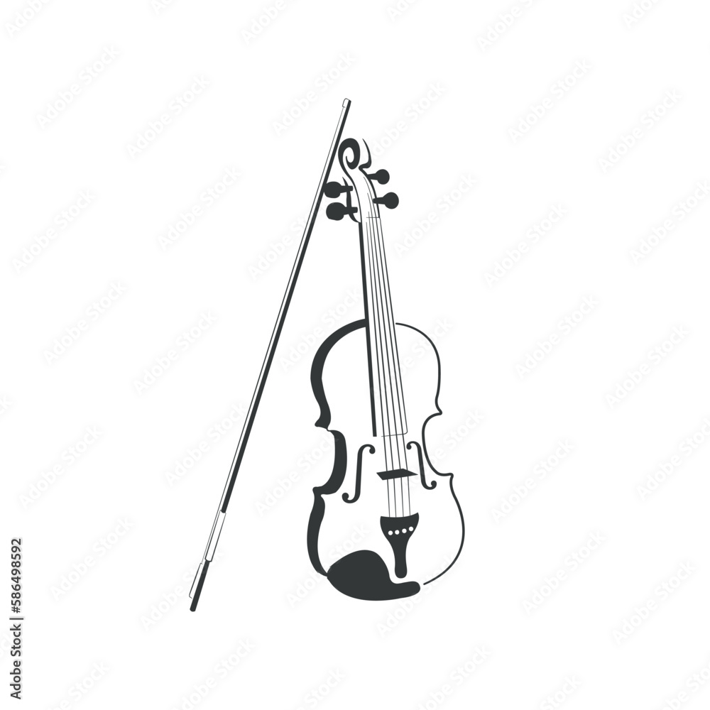 Vector violin illustration drawing. Instrument drawing for music