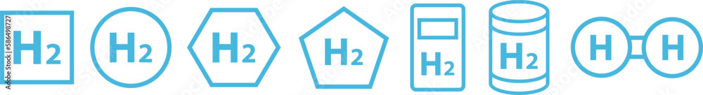 set of vector icons with different hydrogen symbols set of vector icons with different hydrogen symbols