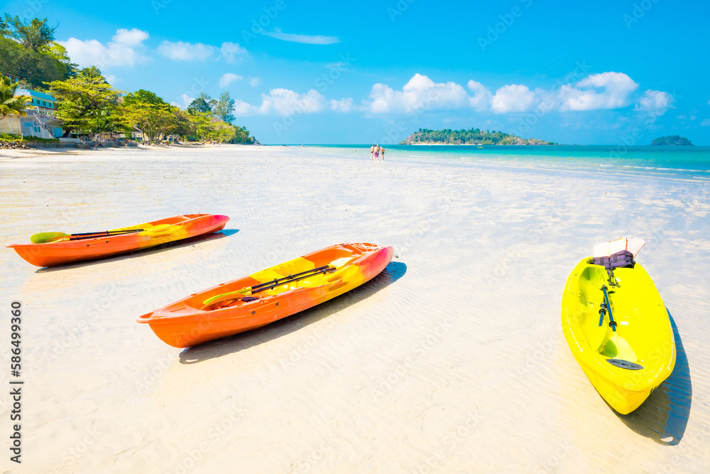 Kayak at the white sand beach and blue sea in the summer on Koh Chang., THAILAND Kayak at the white sand beach and blue sea in the summer on Koh Chang., THAILAND