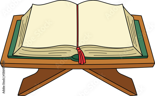 Ramadan Quran Cartoon Colored Clipart Illustration