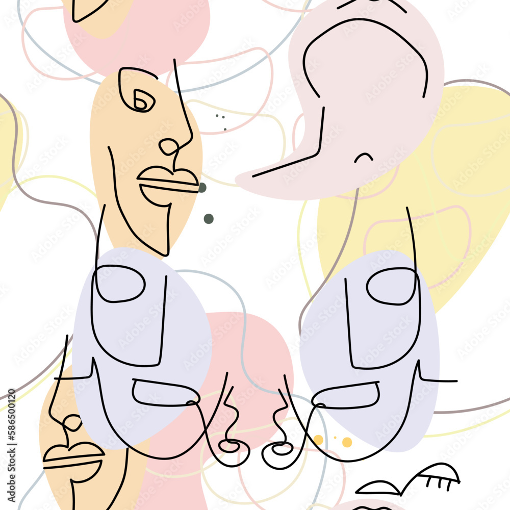 Face line pattern Abstract drawing seamless print Face line pattern Abstract drawing seamless print