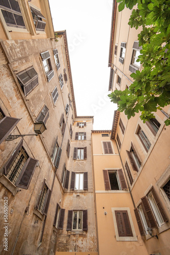 Rome, Italy - September 15, 2021: Roman street architecture