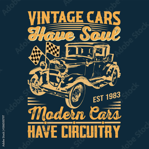 T-shirt vector graphics. vintage race car for printing. vector old school race poster. retro race car set. T-shirt printing designs.