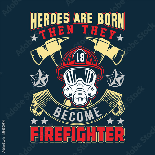Firefighter Graphic t shirt design with trendy style
