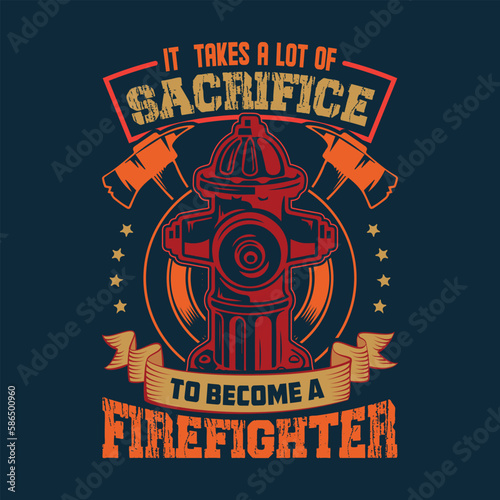 Firefighter Graphic t shirt design with trendy style