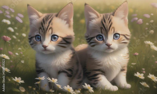 A cute young cat, big-eyed, smiling and charming. Generative AI © 4K_Heaven