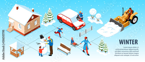 Winter City Isometric Infographics