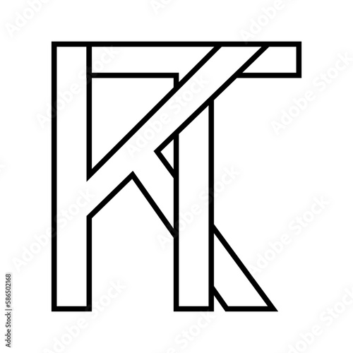 Logo sign kt tk, icon double letters logotype t k