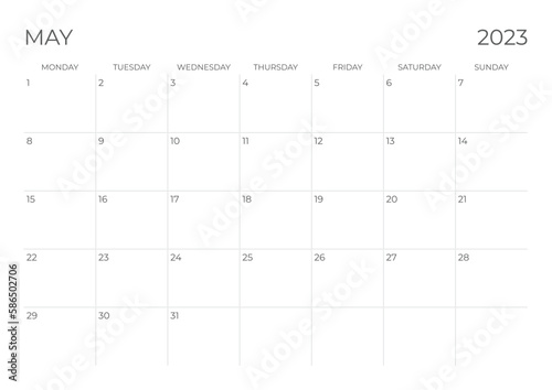 May 2023 calendar start from monday