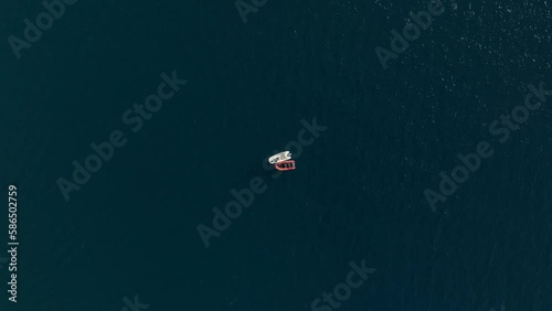 Verification of documents by the police on the Mediterranean sea aerial view photo