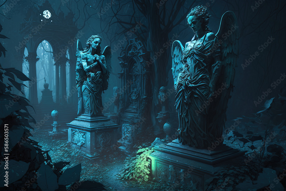 graveyard in the dark