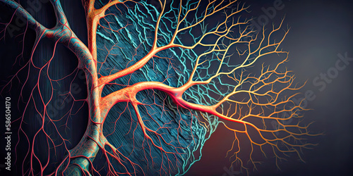 Illustration of human veins, medical concept - Generative AI