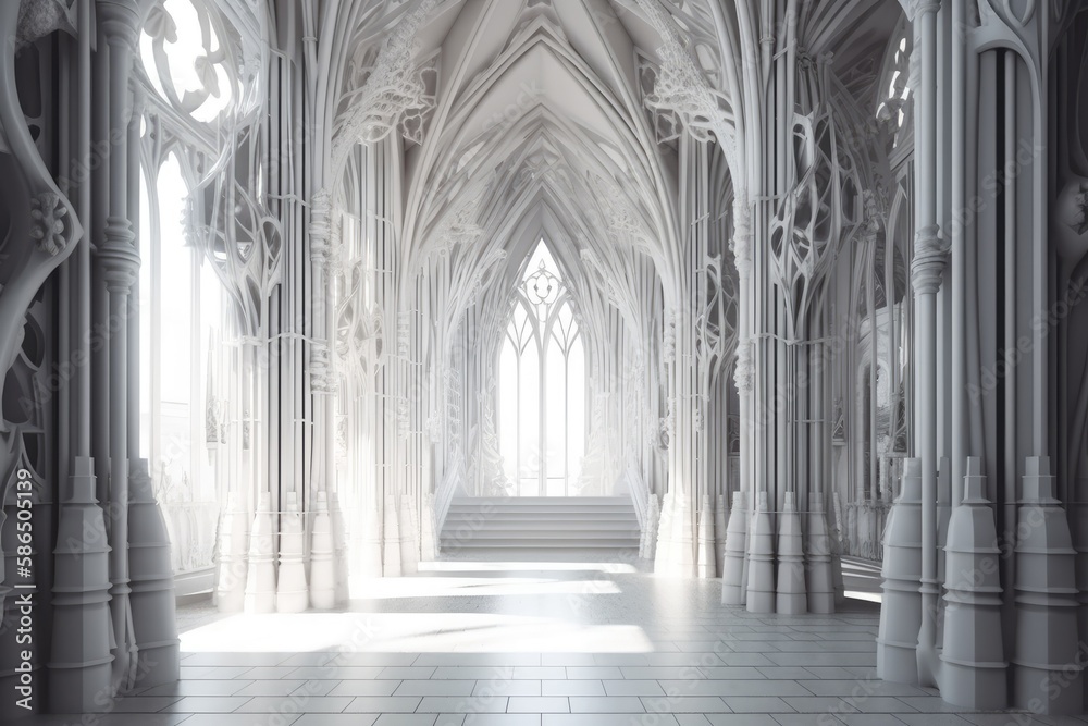 majestic cathedral with intricate stained-glass windows. Generative AI