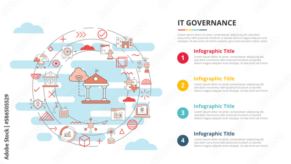 it governance technology concept for infographic template banner with four point list information