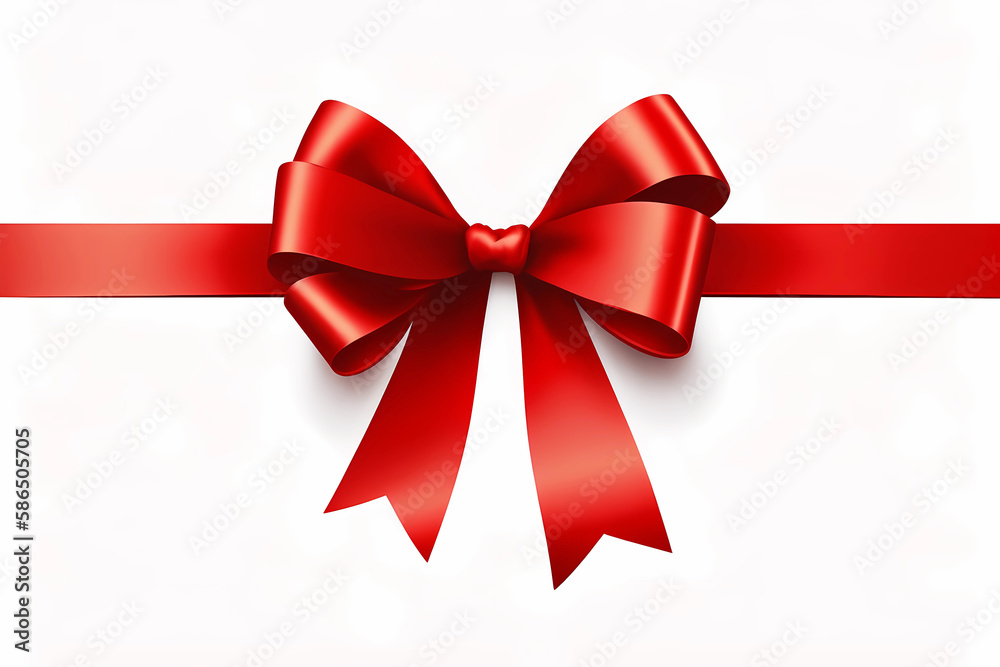 Red ribbon on white background. Generative ai. Red ribbon on white background. Generative ai.