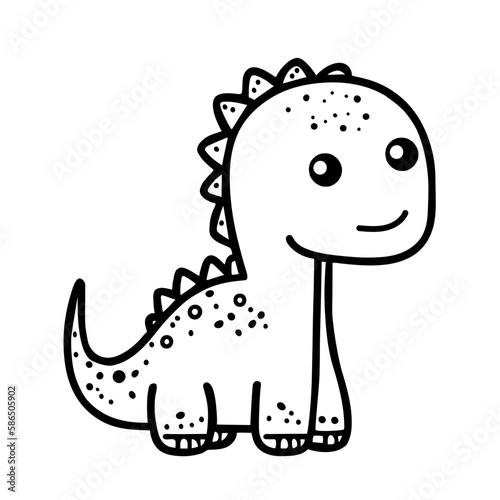 Doodle dinosaur hand drawn illustration.