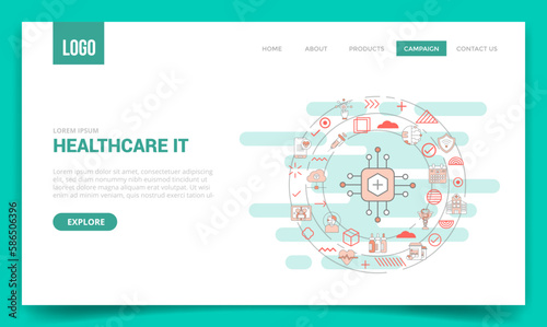 healthcare it technology information concept with circle icon for website template or landing page homepage
