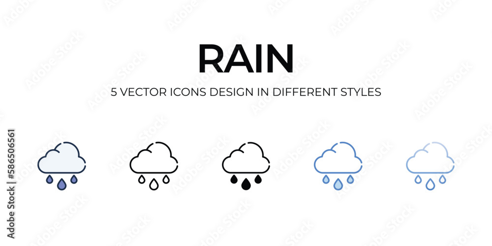 Rain icon. Suitable for Web Page, Mobile App, UI, UX and GUI design.