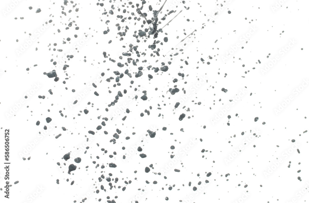 Gray paint liquid fly in mid air. Grey Mud dirty water color soil falling scatter, explosion float in shape form droplet line. White background isolated freeze motion high speed shutter Gray paint liquid fly in mid air. Grey Mud dirty water color soil falling scatter, explosion float in shape form droplet line. White background isolated freeze motion high speed shutter