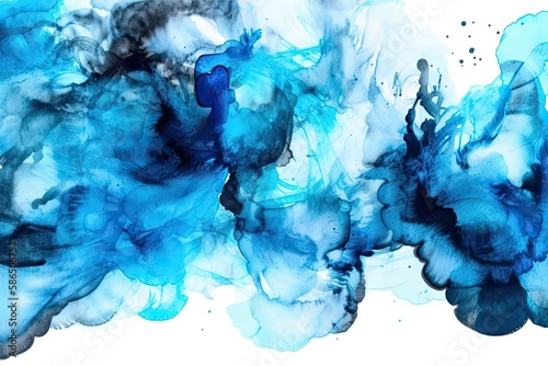 minimalist blue ink painting on a white background. Generative AI