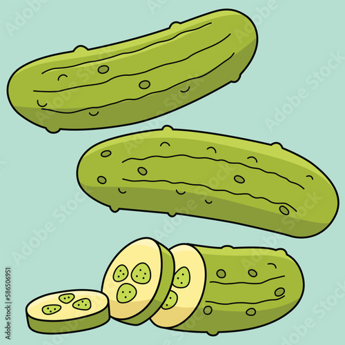 Pickle Vegetable Colored Cartoon Illustration photo