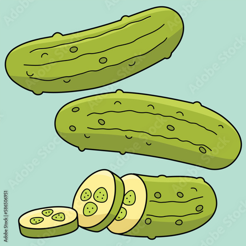 Pickle Vegetable Colored Cartoon Illustration